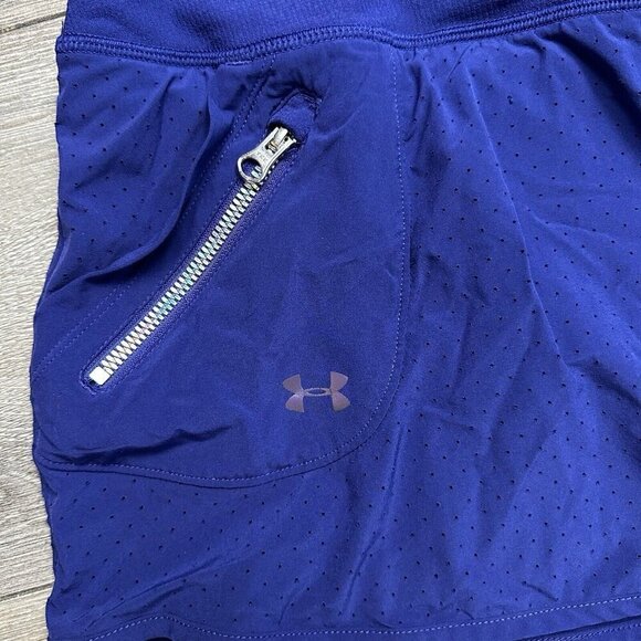 Under Armour Skirt Skort Women L Lined Pocket Pull On Blue - Picture 3 of 5